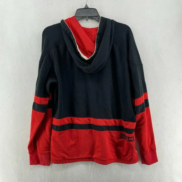 NHL Hoodie Men's Sz M Black Red Chicago Blackhawks Striped Embroidered Logo - Picture 2 of 12